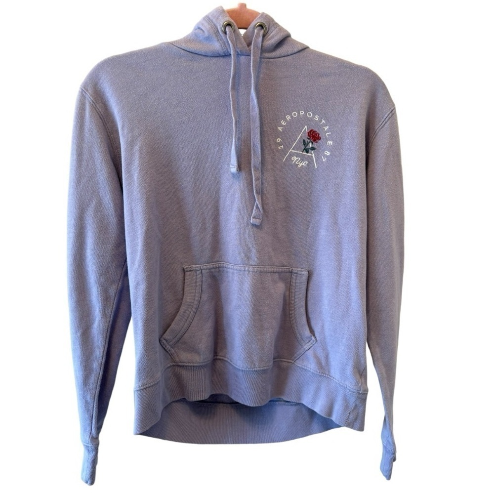 Aeropostale Purple Hoodie with Embroidered Flower Size Small